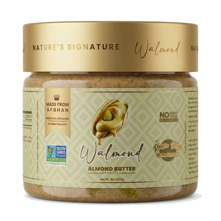 Walmond Almond Butter Fruity 8oz jar with raisin bites