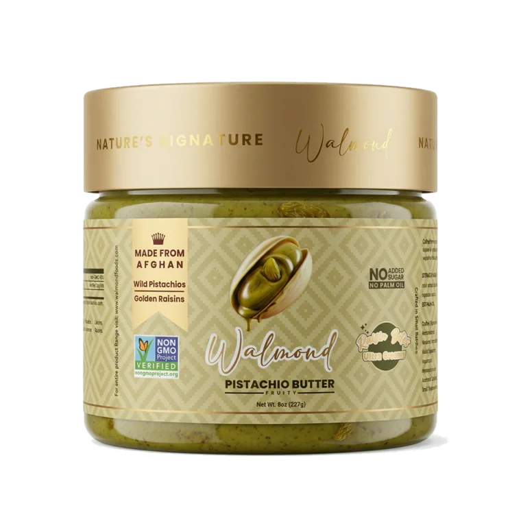 Walmond Pistachio Butter Fruity 8oz jar with raisin bites